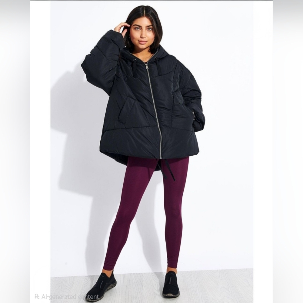 Free People Hailey Black Puffer Jacket S - Picture 5 of 5